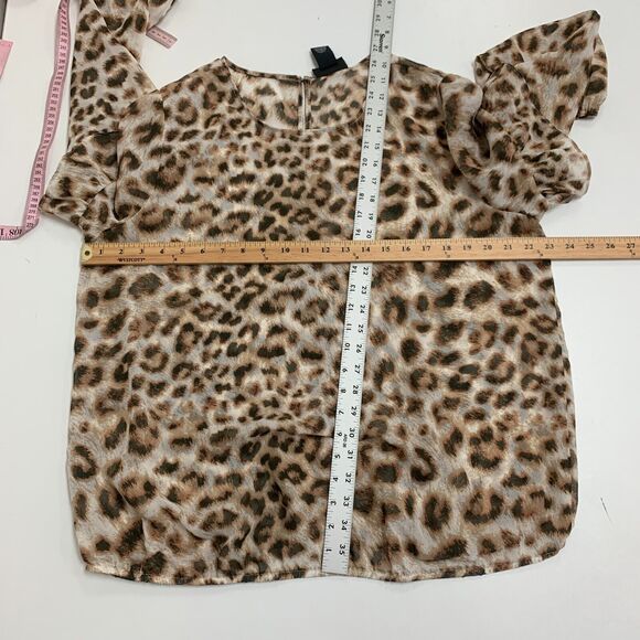 Wrangler Retro Blouse Womens XL Extra Large Cheetah Sheer Ruffle Tiered Sleeve - Picture 9 of 15